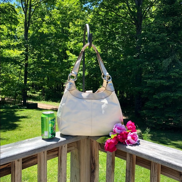 COACH Two-Tone ALL LEATHER 3-Section Lg Bag. WOW!! - Picture 4 of 8